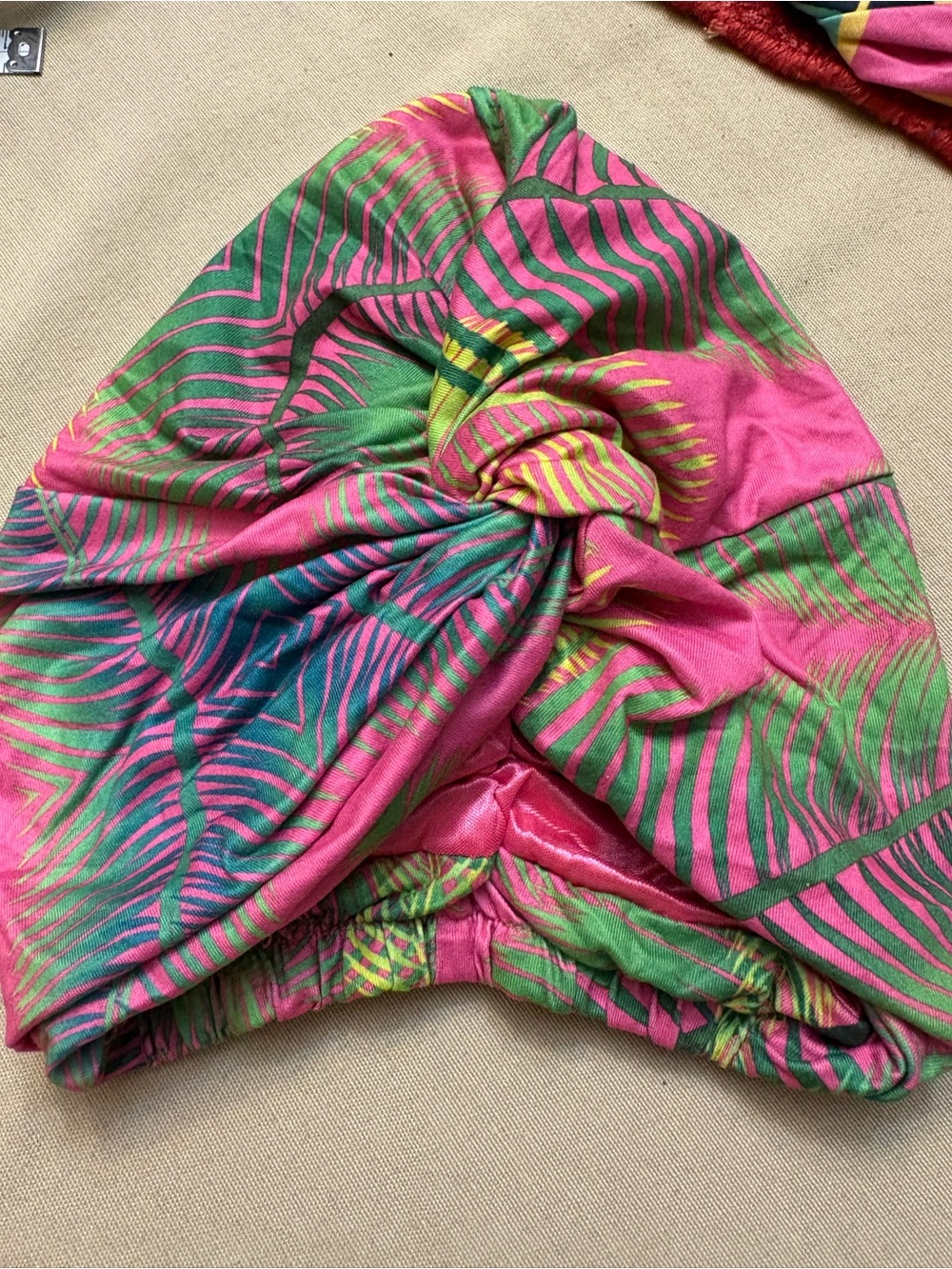 Sassy Jones Tropical Turban in Pink & Green